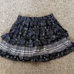 Rachel Zoe Black Skirt with Blue & White Floral Border